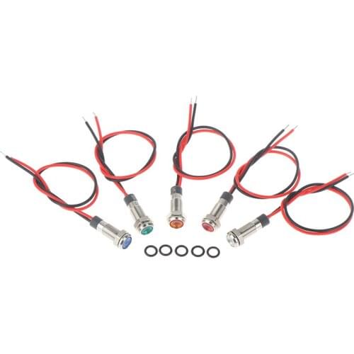 IP67 Waterproof LED Metal Warning Indicator Light 6mm Pilot Signal Lamp 3v-6v/12-24V /220v Red Yellow Blue Green White