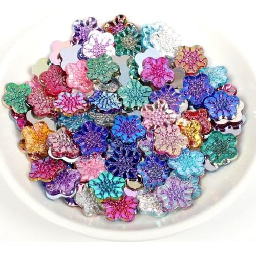 50Pcs 20mm Mixed Resin Snowflake Flower Flatback Cabochon Embellishments Scrapbooking Decoration Diy Craft Supplies Accessories
