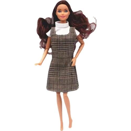 Classical Fake 2 Pieces Doll Dress 1/6 BJD Doll Clothes For Barbie Clothes Outfits 11.5" Dolls Accessories Casual Wear Kids Toys