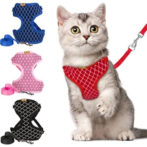Breathable Mesh Small Dog Pet Harness and Leash Set Puppy Cat Vest Harness Collar For Chihuahua Pug Bulldog Cat arnes perro