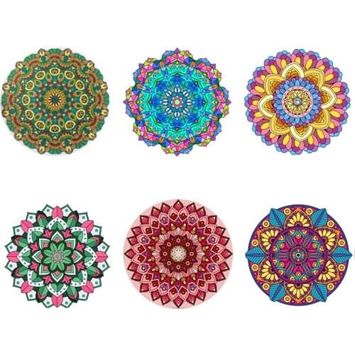 2021 Mandala Print Round Drink Coasters Absorbent Heat Placemat Stone Coaster Set Ceramic Coffee Tea Cup Coasters for Mugs Cups