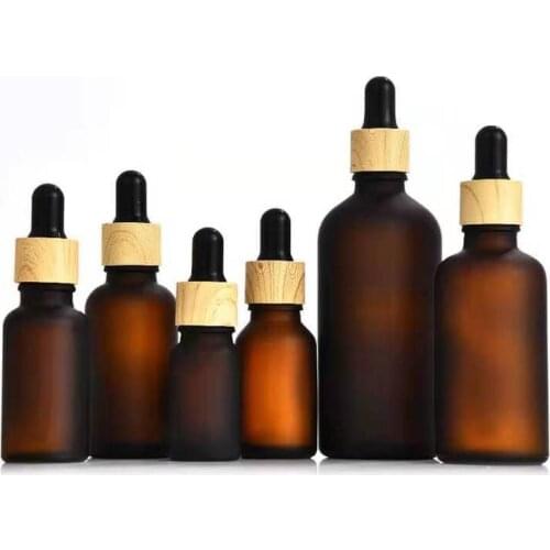 15pcs 5-100ML Tubes Frosted Dropper Amber Glass Aromatherapy Liquid for Essential Massage Oil Pipette Refillable Bottles Jars