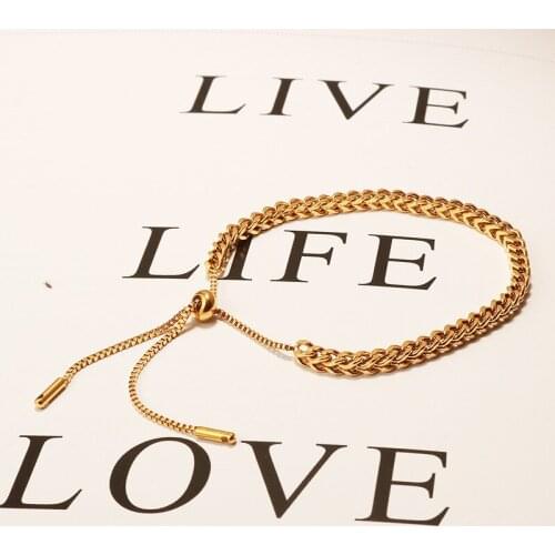 New Design Fashion Stainless Steel Link Chain Bracelets For Women Girl Men Gold Color Hiphop/Rock Adjustable Bracelet Jewelry