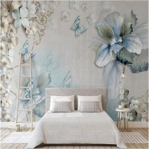 Beibehang papel de parede 3d Custom sticker wallpaper beautiful floral shell wallpaper butterfly wallpaper for walls in rolls
