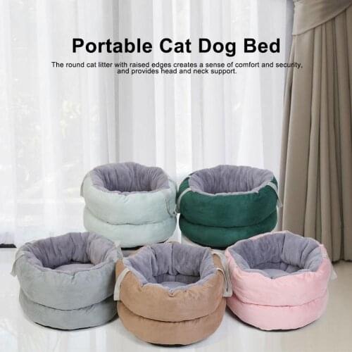 40*28cm Portable Dog Bed Cat Bed Pet Calming Bed Round Nest Warm Comfortable Pet Cushion Puppy Pet Sofa Winter Warm Beds Latest
