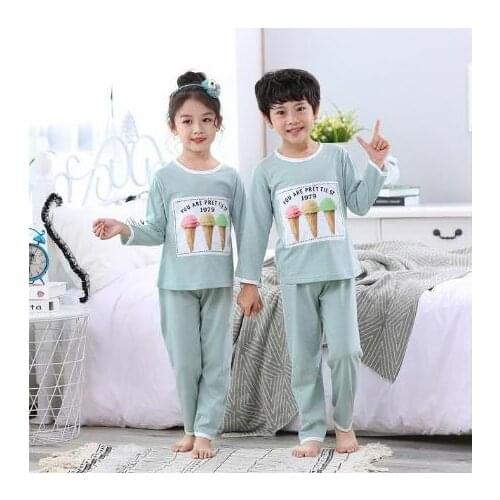 Long-sleeved pajamas home set children baby girls boys pajamas cartoon cotton fashion casual full-sleeved pajamas set