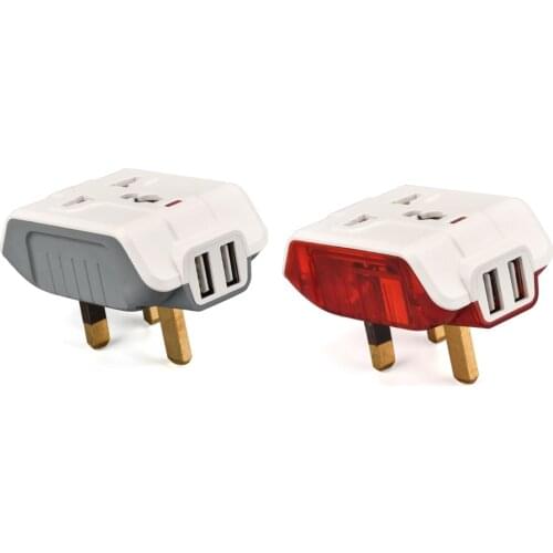 Cognag 13A Multi Universal travel plug adapte Phone Charger Travel Wall AC Power Plug Adapter with Dual USB Charging Ports