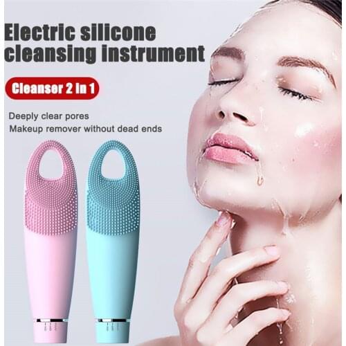 Silicone Electric Facial Cleansing Brush Sonic Face Cleanser Cleansing Skin Mini Washing Massager Brush Rechargeable