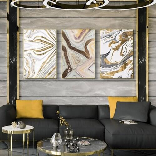 Modern Abstract Golden Water Pattern Oil Painting on Canvas Posters and Prints Wall Art Pictures for Living Room Decor No Frame