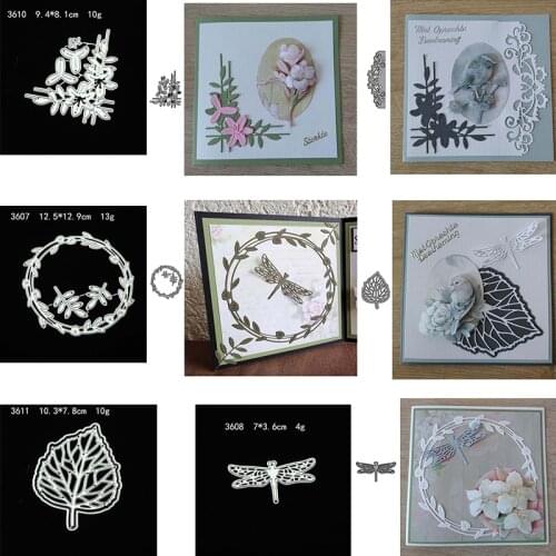 Wreath Dragonfly Leaves Lace Metal Cutting Dies Scrapbooking Craft Mold Cut Die Stencil Handmade Paper Card Make Embossing
