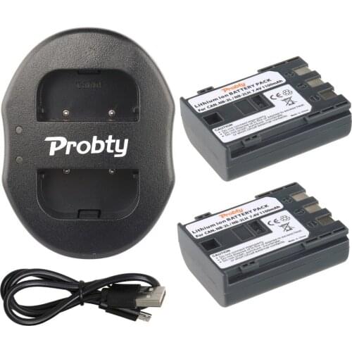PROBTY 2Pcs NB-2L NB 2L NB-2LH Camera Battery + USB Dual Charger for Canon 350D 400D G7 G9 S30 S40 z1 Kiss N X Rebel XT XTi