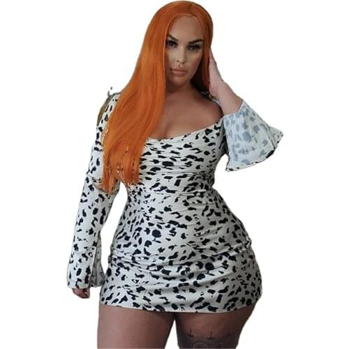Plus Size Dresses 2021 Summer Fashion Sexy White Leopard Print Plus Size Sexy Dresses