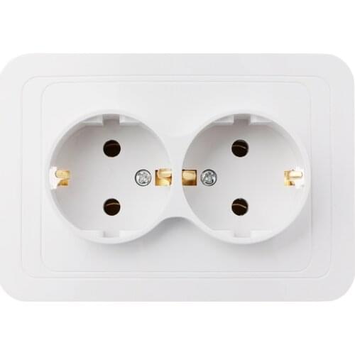 1 Pc European Double Ground Socket 220V/16A 118x80mm EU Double Ground Socket Household Industrial Power Outlet
