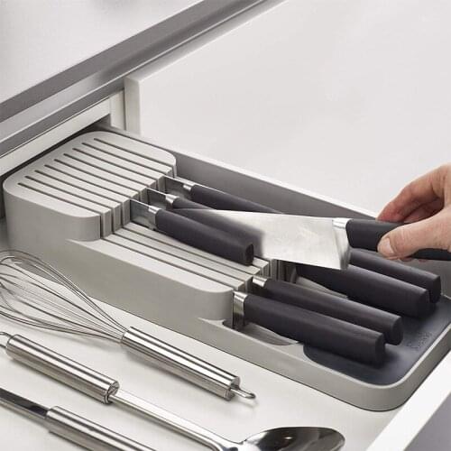 1PC Plastic Knife Block Holder Kitchen Drawer Knives Storage Rack Knife Stand Organizer Cabinet Tray QA 137
