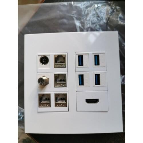 120x120mm Multimedia Faceplate With TV USB3.0 HDMI2.0 CAT7 RJ45