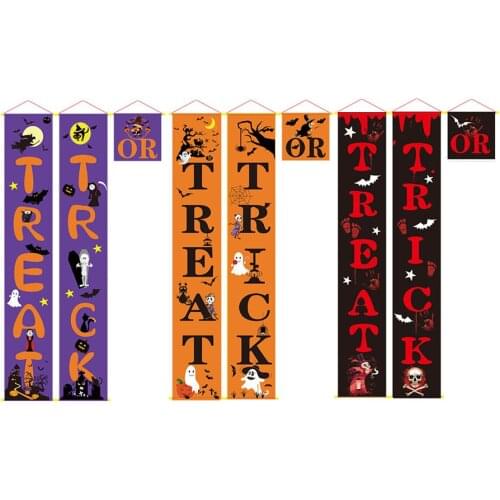 20pcs Trick or Treat Halloween Porch Sign Banner for Front Door or Indoor Home Decor Welcome Signs Couplet Halloween Decorations