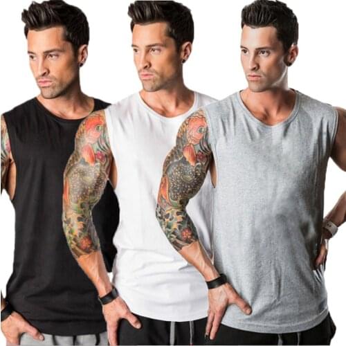 3 pack Solid Gym Clothing Bodybuilding Tank Tops Men Workout Fitness Sleeveless Shirt Summer Cotton Fashion Casual Singlet Vest