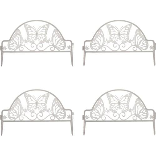 4PCS Plastic Picket Fence Disassembled Splicable Garden Border Edging For Outdoor Butterfly Lawn Wedding Decoration