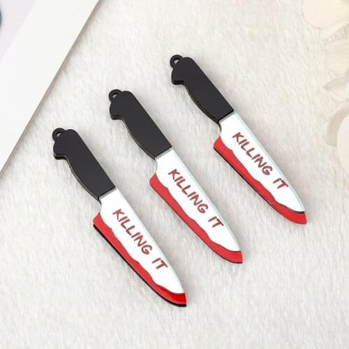 5Pcs Blood Knife Acrylic Charms Fashion Punk Pendant for Earrings Keychain Diy Necklace Woman Jewerly