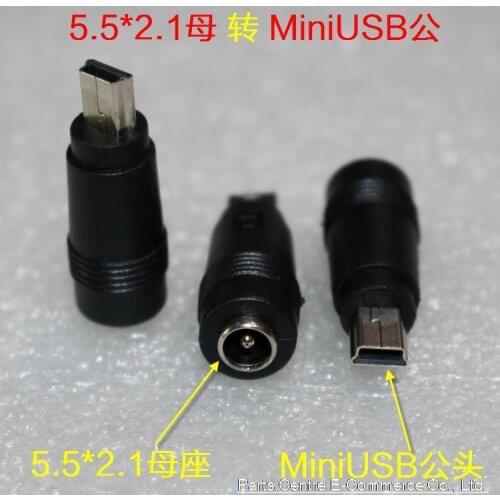 50pcs New DC Power Adapter 5.5 *2.1 Female to Mini USB Male Adapter 5.5*2.1MM 5.5MM TO Mini USB 5P