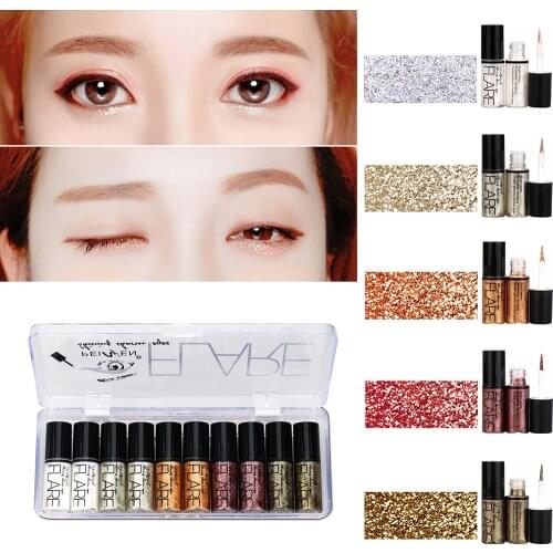 Diamond Shiny Eye Lines New Colorful Glitter Gold Silver Waterproof Shimmer Liquid Eyeliner Eye Cosmetic Women Makeup Tool
