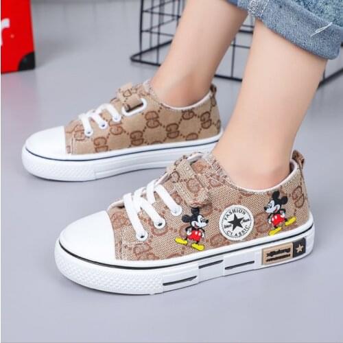 Disney Childrens Sports Shoes Casual Canvas Sneakers Girl Trainers Baby Sneakers For Boys Mickey Mouse Kid Shoes 3-14 Years Old