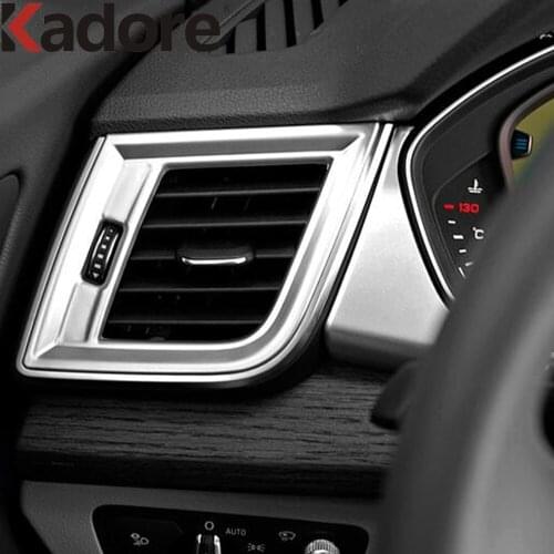 For Audi Q5 2018 2019 2020 Carbon Fiber Car Interior Air Vent Cover Trim Front AC Outlet Frame Trims Stickers Accessories LHD
