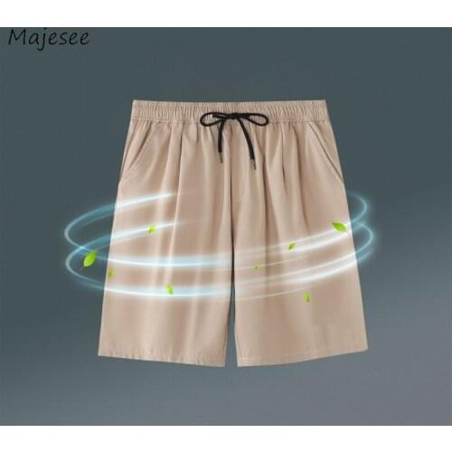 Men Casual Shorts Loose Trendy Trousers Chic Solid Drawstring Simple Breathable All-match Board Beach Plus Size S-3XL Harajuku