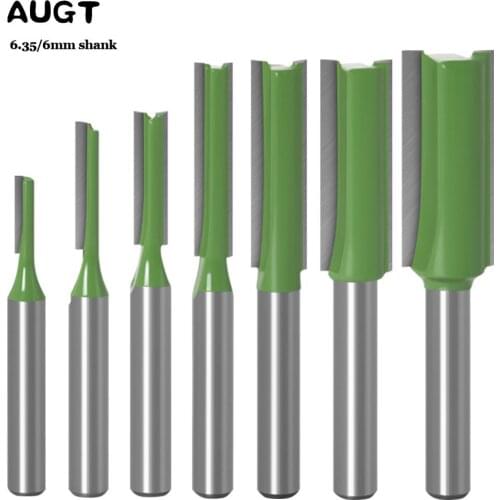 1/4 Inch 6mm Shank Straight Bit Milling Cutter Single Double Flute Wood Cutters Tungsten Carbide Router Bit Woodworking Tool Set