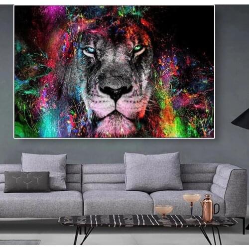 Street Animal Lion Graffiti Art Canvas Print Painting Posters Colorful Graffiti Wall Art Picture Living Room Home Decor No Frame
