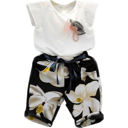 Girls Set 2020 Summer New Kids Casual Clothes Vest and Flowers Pants Outfits Toddler Baby Costume Clothing 2Pcs Baby Suit 3 7Y