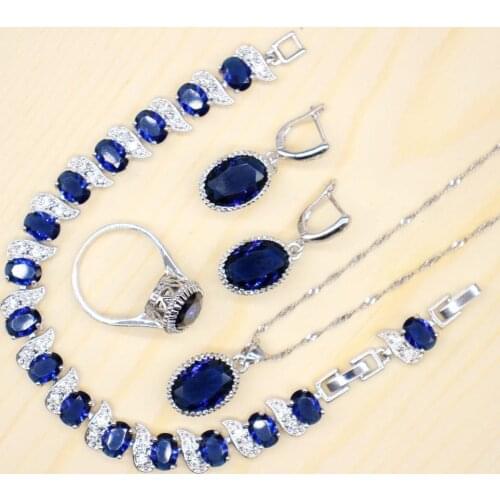 GZJY champagne and blue women wedding and bridal party jewelry sets vintage rings earring necklace bracelet sets jewelry