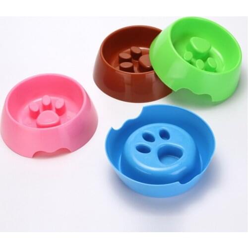 Pet Dog Slow Feeder Anti Choke Anti-Gulping Dog Bowl Durable ABS Healthy Food Dish Footprint Bowl