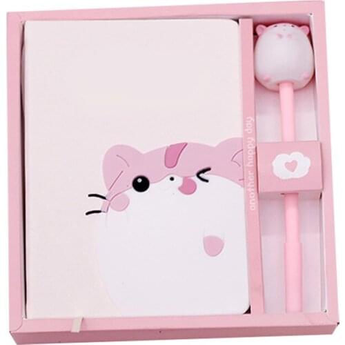 Cartoon Cute Notebook Cat Notepad Message Notes Decorative Notepad Set Imitation Leather Wireless Binding Stationery Supplies