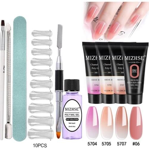 MIZHSE Crystal Jelly Gum poly nail gel Set 30ml Crystal Jelly Builder Nail Finger Extension Hard UV Gel Lacquer Manicure Tips