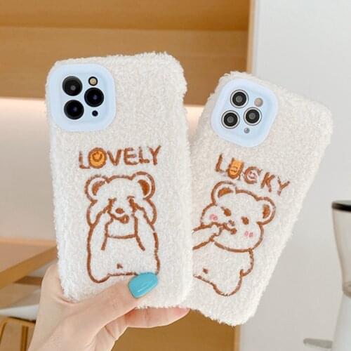 Cute Bear Soft Phone Case For IPhone 11 Pro XR X XS Max Case Silicone Plush Camera Lens Protective Cover For IPhone 8 7 6s Plus