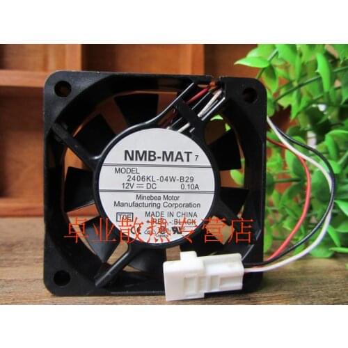 Original NMB 2406KL-04W-B29 6CM 12V 0.10A Three lines of quiet Dual ball Bearing sever inverter cooling fan