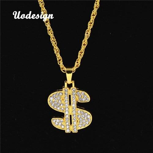 Uodesign Necklace Hip Hop Rap Singer Gold Color US Dollar Pendant Necklace Chain Accessories Hiphop Jewelry Money