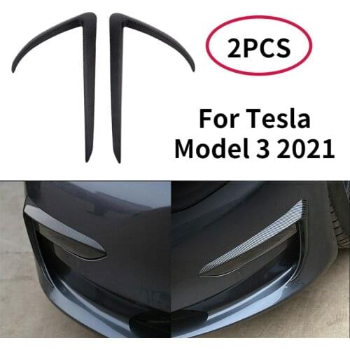 Front Blade Trim For Tesla Model 3 2021 ABS Carbon Fiber Car Accessories Tesla Model3 Car Sticker