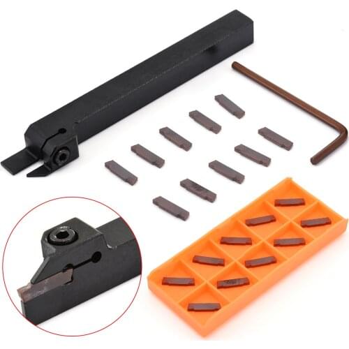 Practical CNC Lathe Turning Tool MGEHR1212-2 Cut-Off Tool Holder 12*12*100mm Boring Bar + 10pcs MGMN200-G Carbide Inserts Blade
