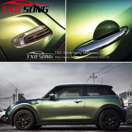 Premium quality Pearl Matte Glossy Chameleon Vinyl gold to green Vinyl Car Wrap Film CAST Car Vehicle Styling foil