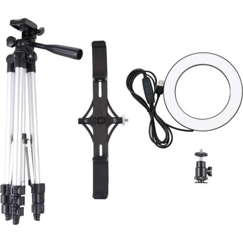 PULUZ PKT3034 6.2 Inch USB Video Ring Light Tripod Light Stand Dual Phone Clip for Photo Studio Tik Tok Youtube Live Streaming