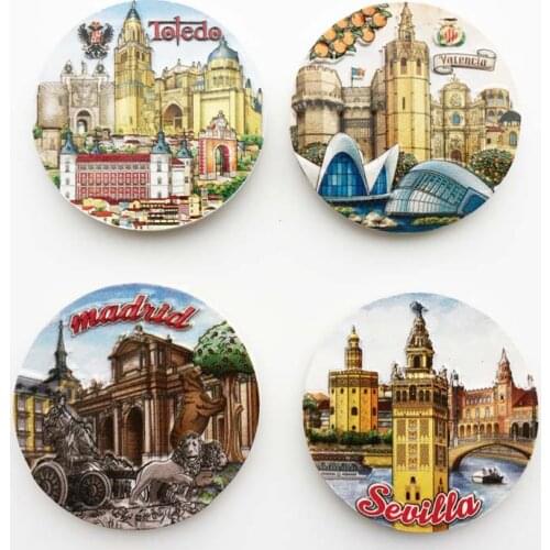 QIQPP Madrid, Spain Seville Valencia Toledo landmark building tourism commemorative magnetic refrigerator sticker