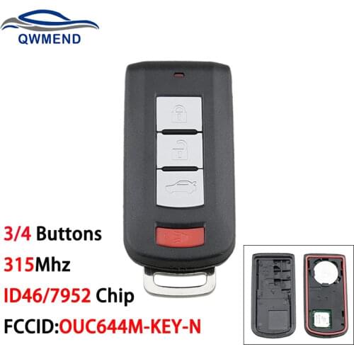 BHKEY 3/4 Buttons OUC644M-KEY-N for Mitsubishi Key 315Mhz Car Remote Key for Mitsubishi Lancer Outlander 2008-2016 Car Key