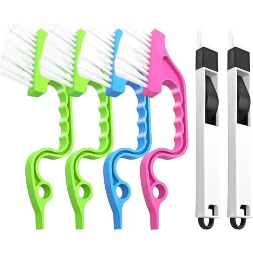 6-Piece hand-held slot cleaning tool, dust plate cleaning brush tool, shutter door and window rail kitchen cleaning brush kit