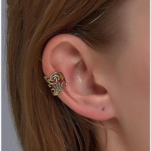 1pc Retro Metal Leaves Ear Cartilage Clip Earrings Ancient Gold/Silver Color Non Pierced Ear Cuffs for Women Earcuff Jewelry