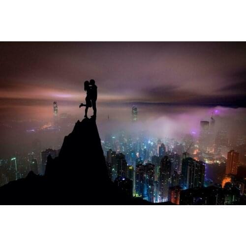 Valentines Day Skyscraper City Love Giant Art print Silk poster Home Wall Decor