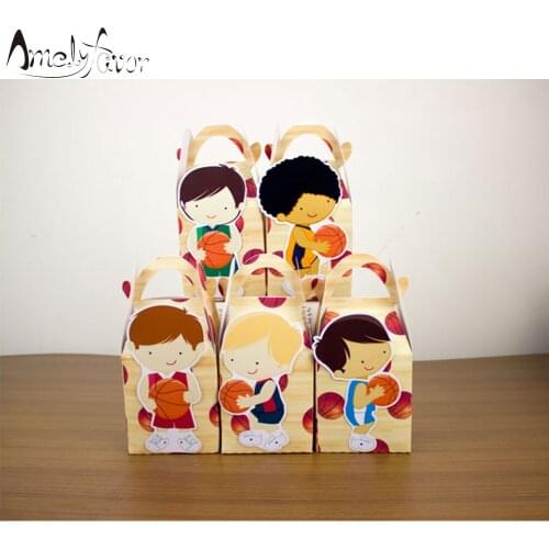Sports Theme Basketball Boy Players Favor Box Candy Gift Cupcake Box Competition Sport Meeting Birthday Party Container Supplies
