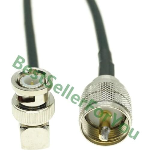 UHF MALE PL-259 PL259 Plug to BNC male right angle jumper pigtail coax RG58 cable 15/30/50/100cm