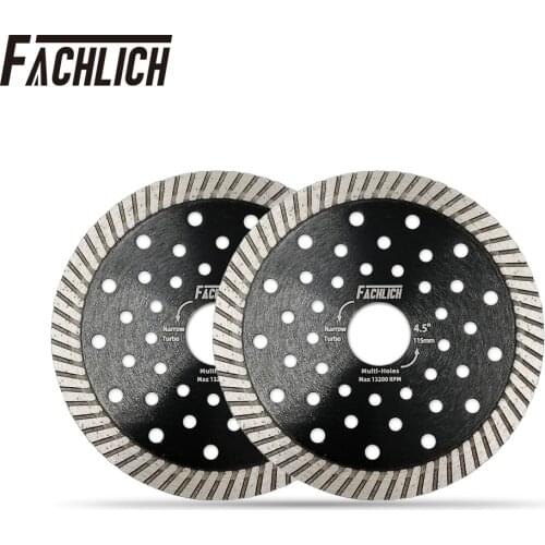 FACHLICH 2pcs All Purpose Diamond Cutting Disc Turbo Saw Blade for Hard Material Marble Granite Cutter Diameter 4.5"/115mm